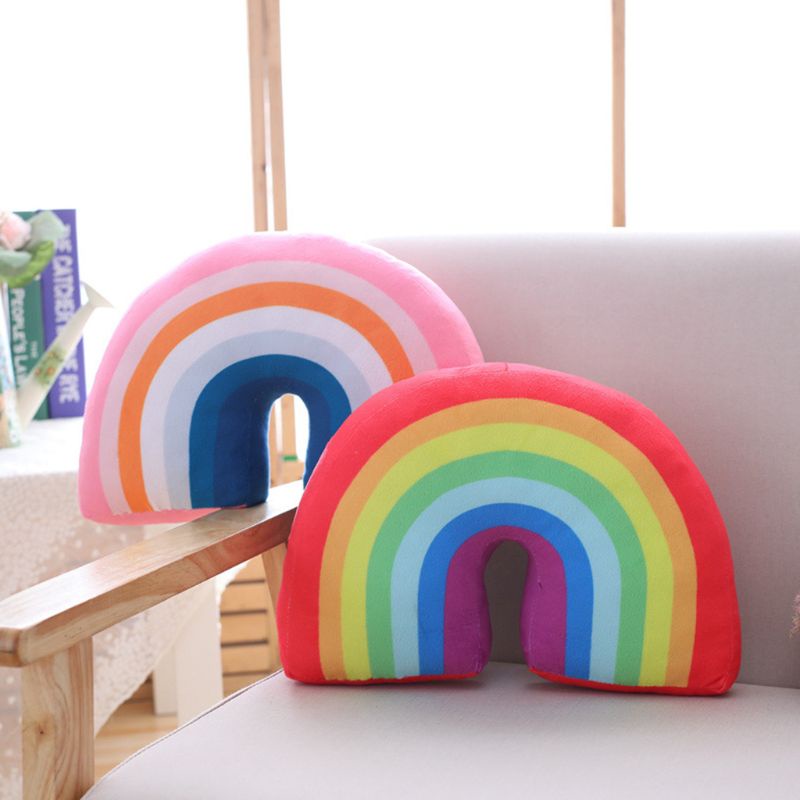 Mary Kids Rainbow U Shape Pillow Bantal Leher Untuk Penopang Kepala Tidur Mainan Mewah Dekorasi Kamar Anak