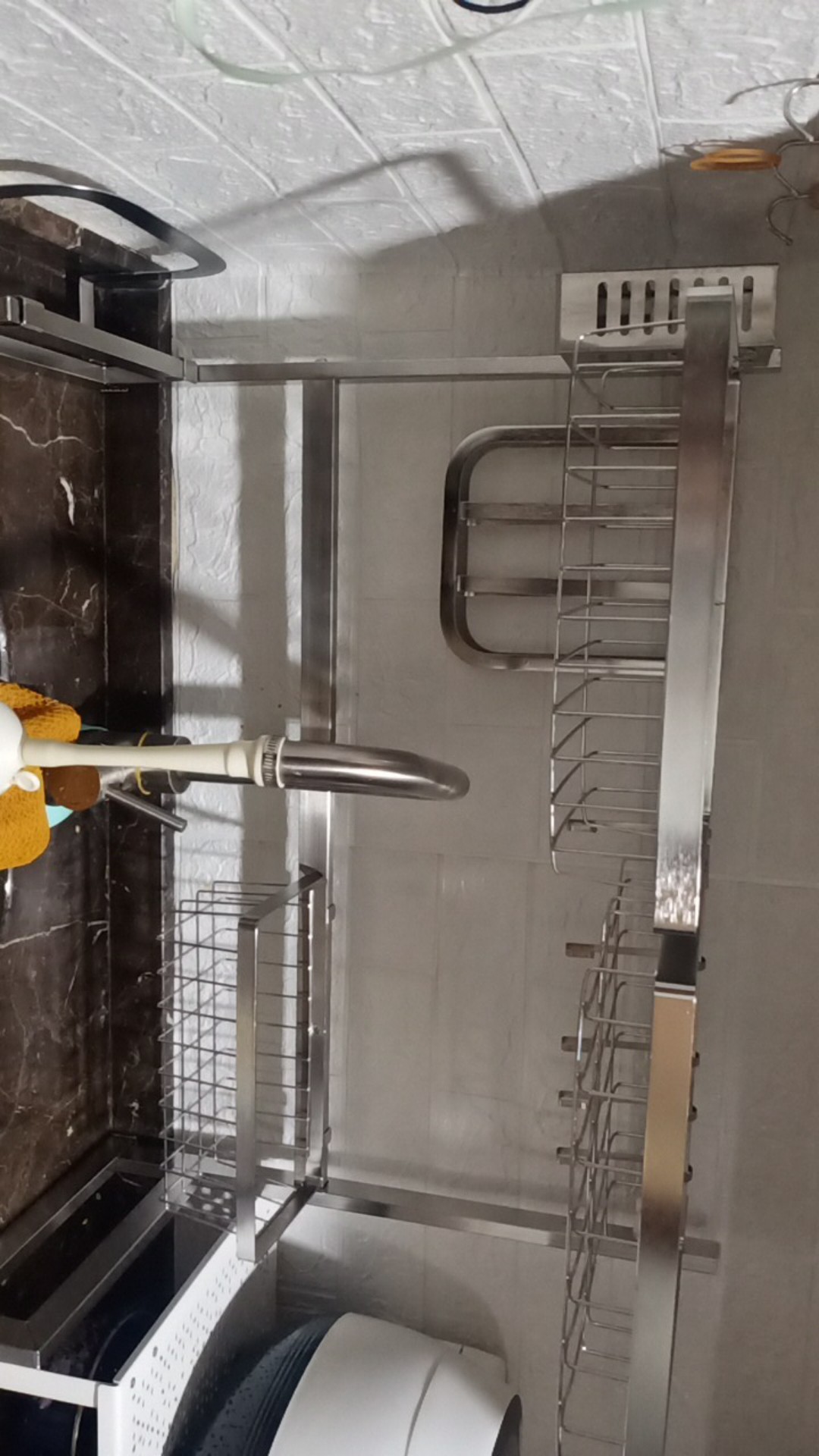 Netel Rak Wastafel Rak Piring 304 Baja Anti Karat Rak Penyimpanan Dapur Perak Mangkuk Tiris Multifungsi