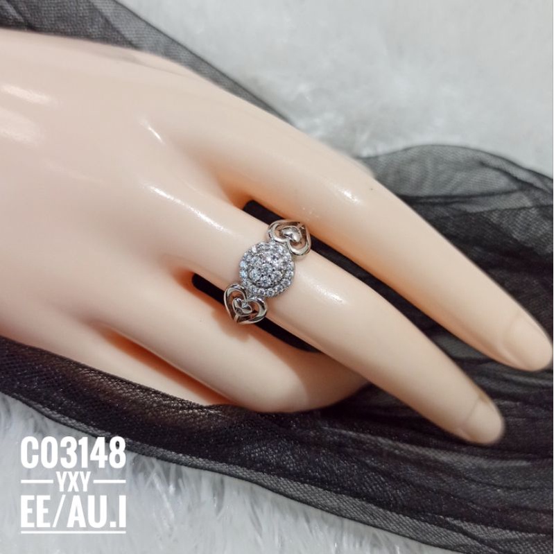 Cincin Yaxiya Bunga Zircon Silver C03148