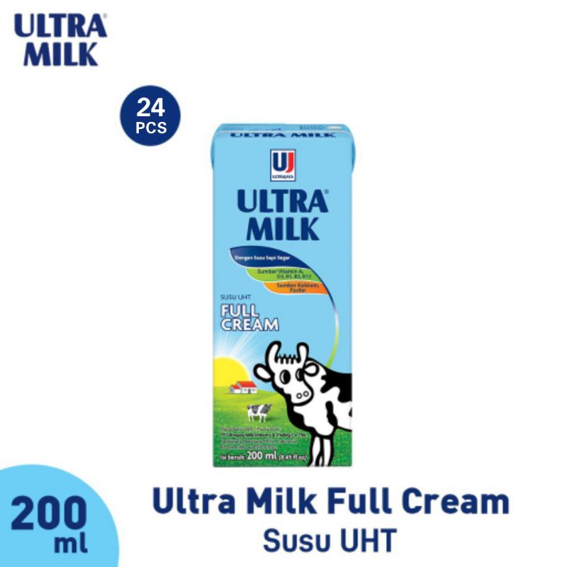 

ULTRA MILK FULL CREAM 200 ML × 24 PCS SUSU CAIR SUSU UHT