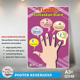 Poster Kesehatan - 5 LANGKAH TUNTASKAN DIARE (2) - LAMINATING GLOSSY