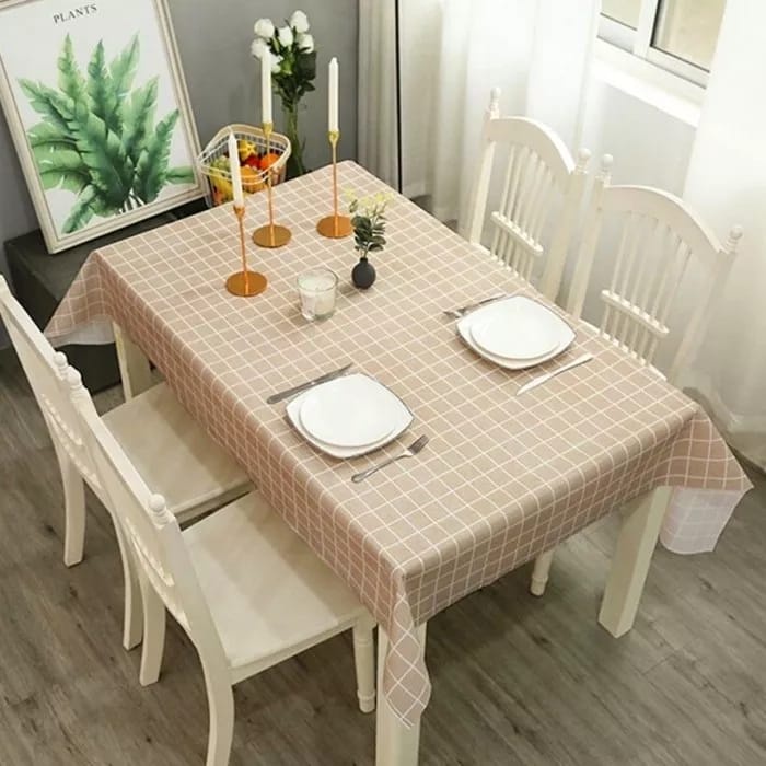 TAPLAK MEJA MAKAN ANTI AIR 4 6 KURSI WATERPROOF TAPLAK MEJA PANJANG MOTIF KOTAK TABLE CLOTH 137 X90