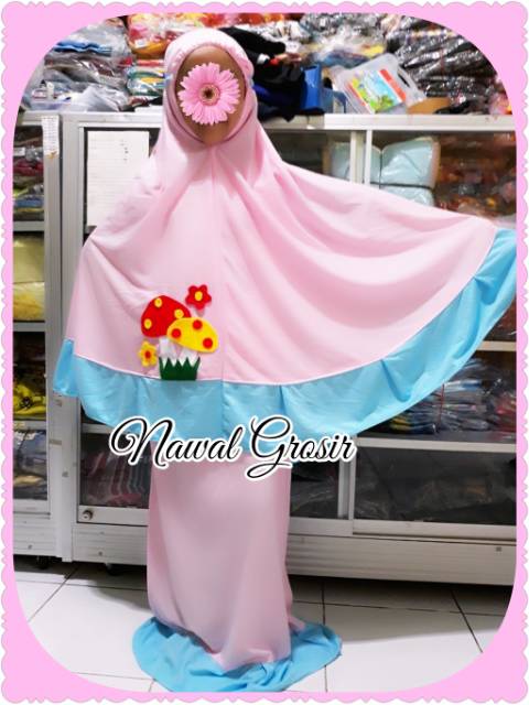 Mukena Anak Kaos Plus Sajadah  Tambah Nama-3