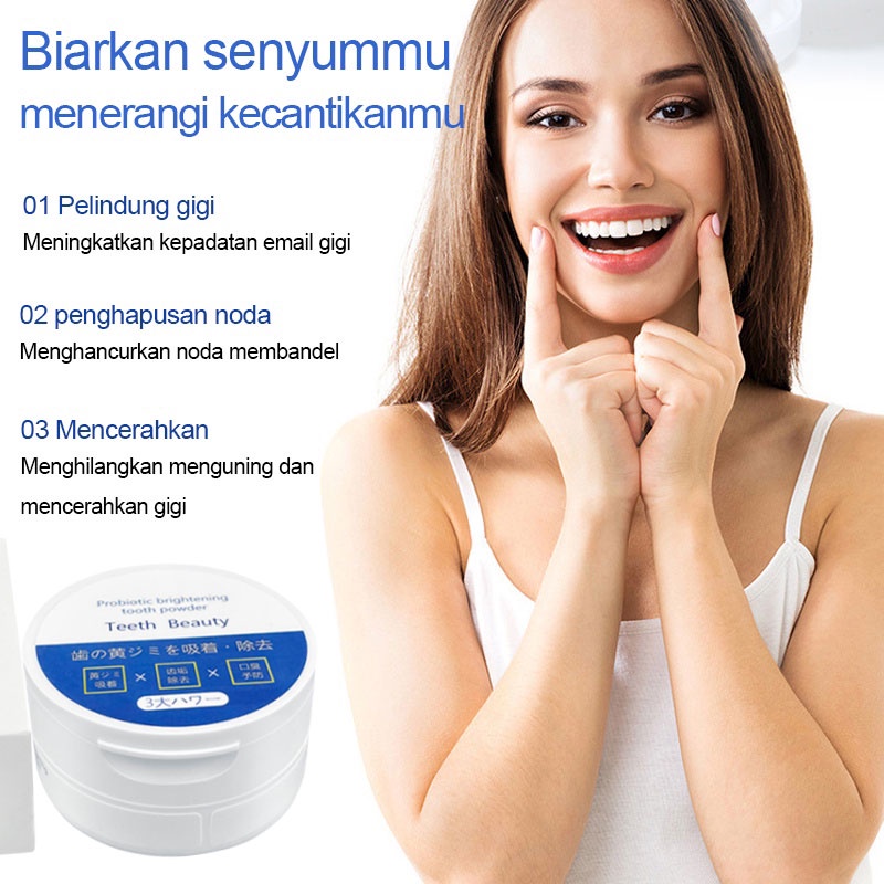 Pearl tooth powder Teeth whitening Pembersih gigi Bedak Pemutih Gigi Pasta gigi bubuk Pemutih gigi Penghapusan kotoran yang kuat Pembersih Gigi Kuning Penghilang Karang Kerak Gigi