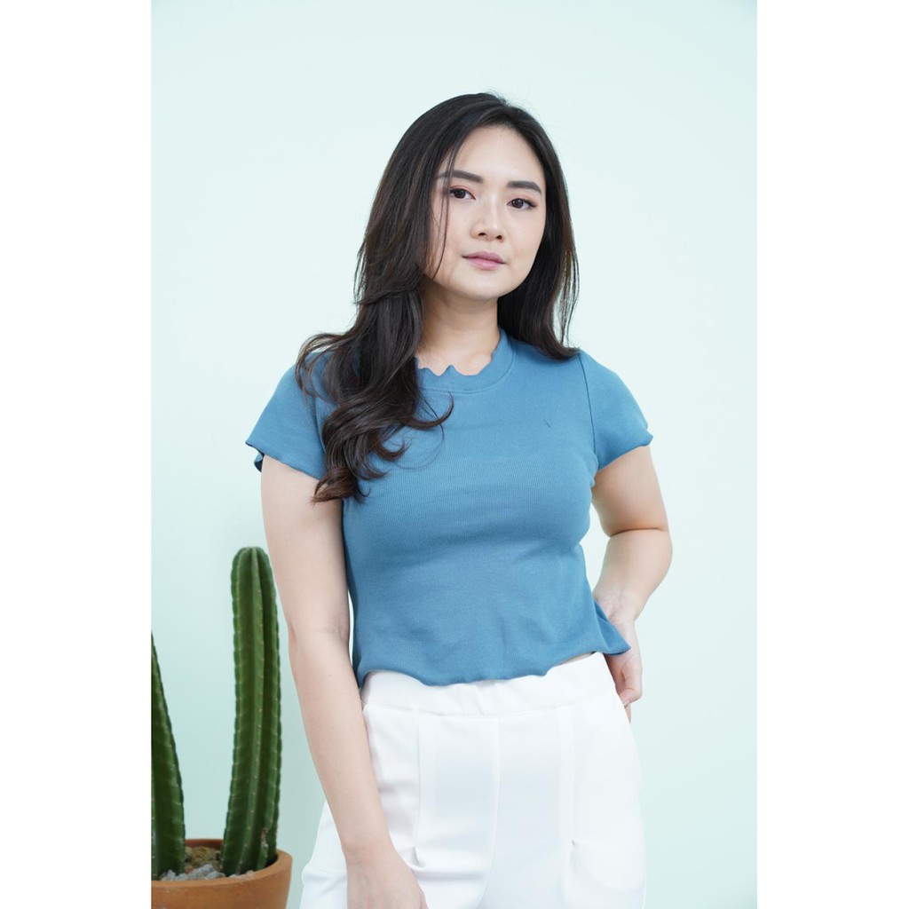 JANE COLLECTION || Crop Knit Top Kaos Polos Seashell Crop Top Kaos Sexy Pendek