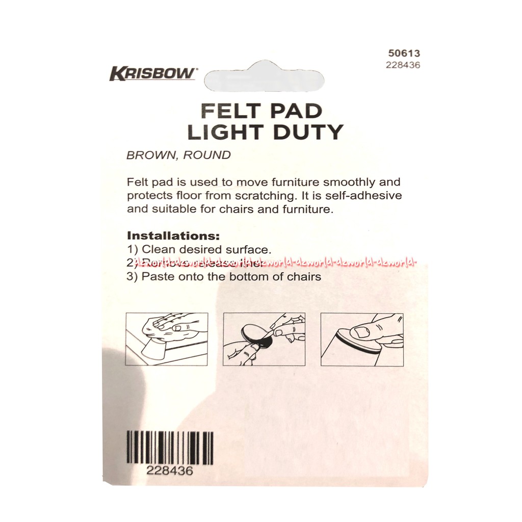 Krisbow Felt Pad Light Duty 35mm Pelindung Alas Kaki Meja Atau Lemari Alas Pelindung Lantai 6pcs Brown