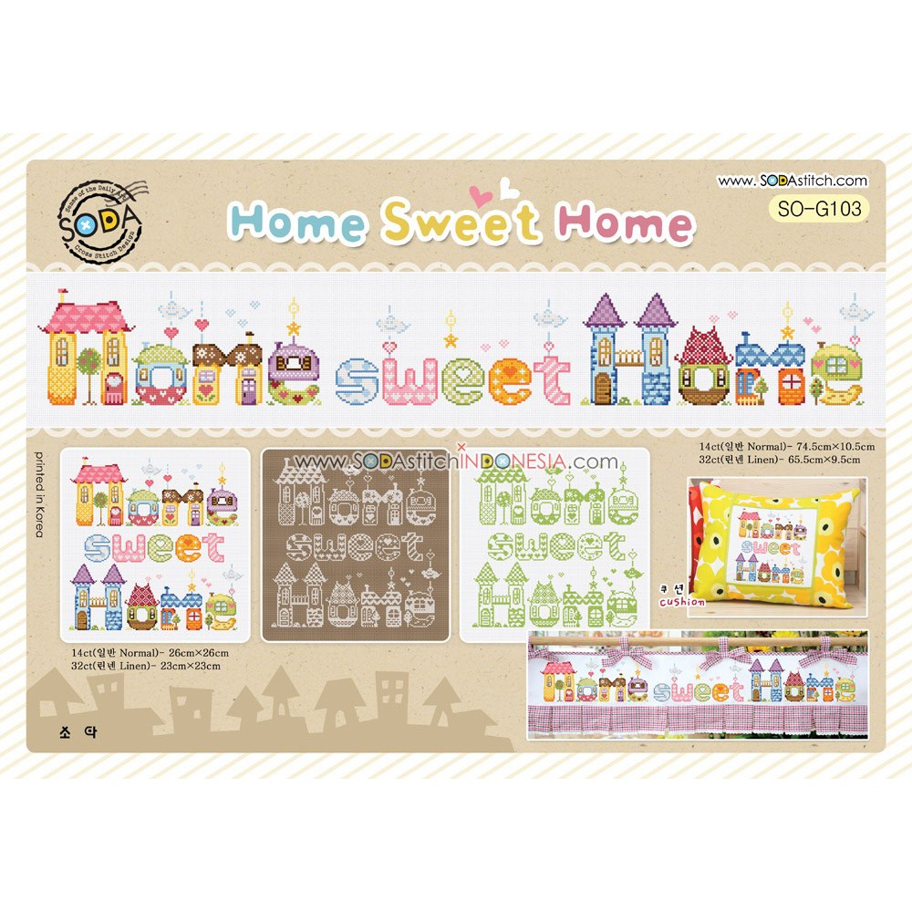 Paket DIY Craft Sulam Kristik Strimin Cross Stitch Sodastitch SO-G103 - Home Sweet Home