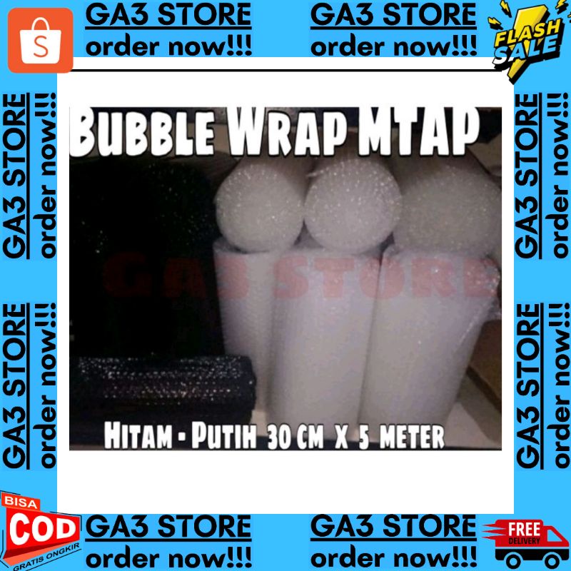 

BUBBLE WRAP HITAM - PUTIH 30 CM x 5 METER - BUBBLEWRAP PREMIUM QUALITY - BUBBLE WRAP TEBAL