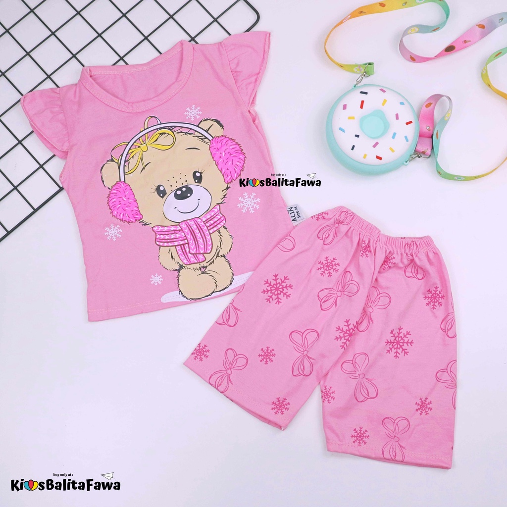 RUFFLE TEE Set Poo uk 0-7 Tahun / Setelan Bayi Anak Perempuan Karakter Import Baju Tidur Balita Baby babycinnamon