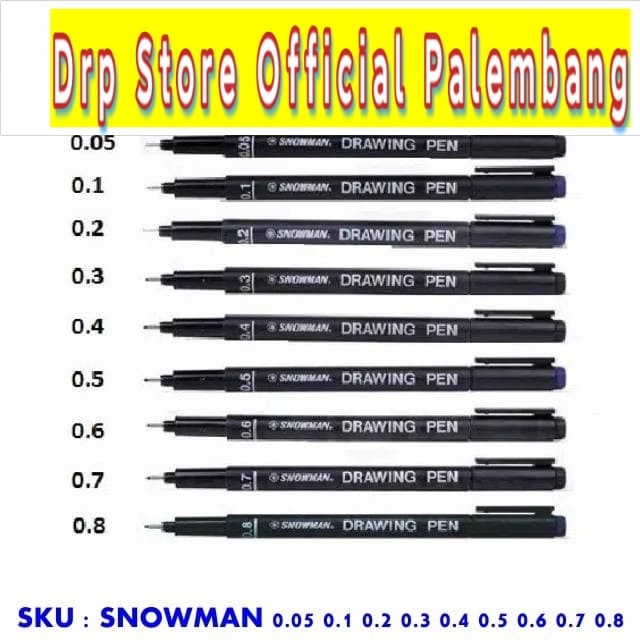 Spidol Snowman Drawing Pen Hitam 0.05 0.1 0.2 0.3 0.4 0.5 0.6 0.7 0.8