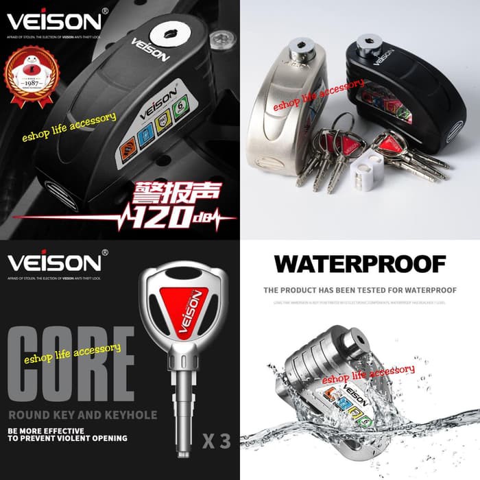 RF004 VEISON Kunci gembok cakram alarm disc lock motor pcx nmax vixion