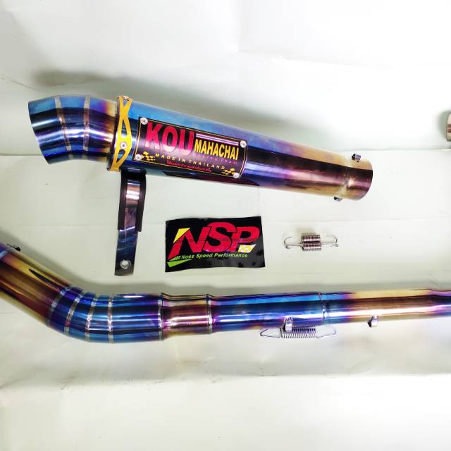 TERMURAH SEDUNIA Knalpot racing kou bluemoon biru kanan yamaha vixion R, vixion New, vixion Old.