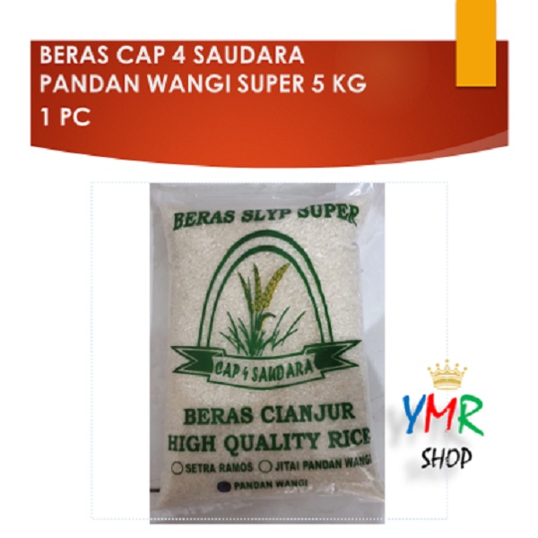 Beras Cap 4 Saudara Pandan Wangi Super / Pandan Wangi Jitay Patahan / Setra Ramos Super Asli Cianjur 5kg 5 Kg