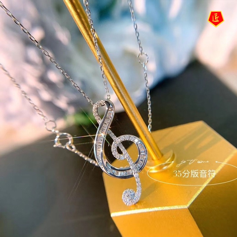 [Ready Stock]Fashionable All-Match Elegant Pendant Musical Note Diamond Necklace for Women