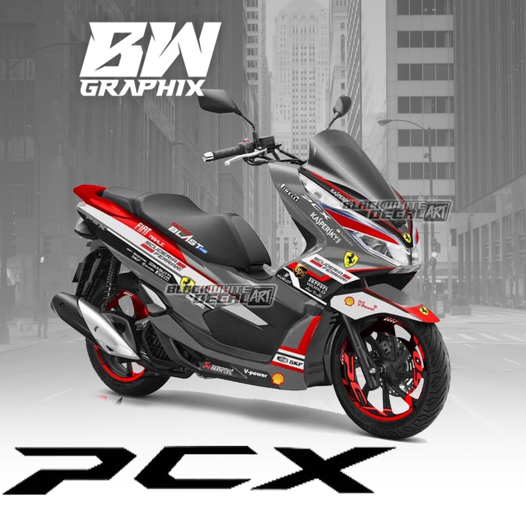 Decal / Dekal PCX SILVER RED COMBINATION 202-1 Stiker / sticker