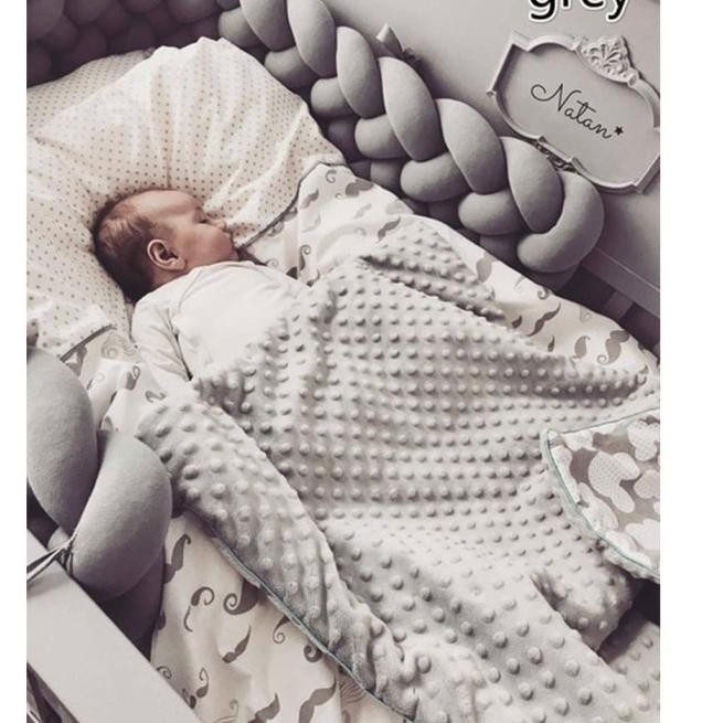 ¯ GROSIR Bumper Bayi Kepang Bumper BabyBox bantalan baby box pengaman ranjang - putih abu