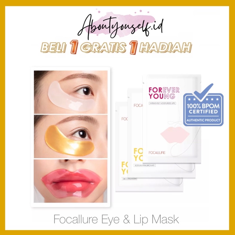 EYE PATCH MASK MASKER MATA PANDA COLLAGEN MASKER KANTUNG MATA FOCALLURE - LIP MASK LIPMASK MASKER BI