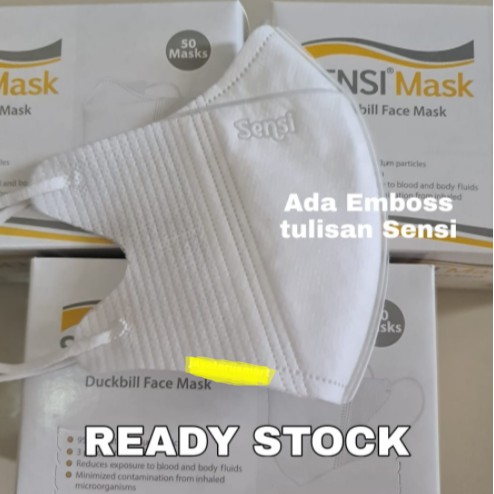 1 PCS SATUAN/ECER Sensi Masker Duckbill 3 ply ( Karet ) - DuckBill Face Mask (BUKAN PER BOX)