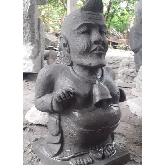 PATUNG SEMAR 60CM BAHAN BATU ALAM ANDESIT WARNA HITAM TERMURAH