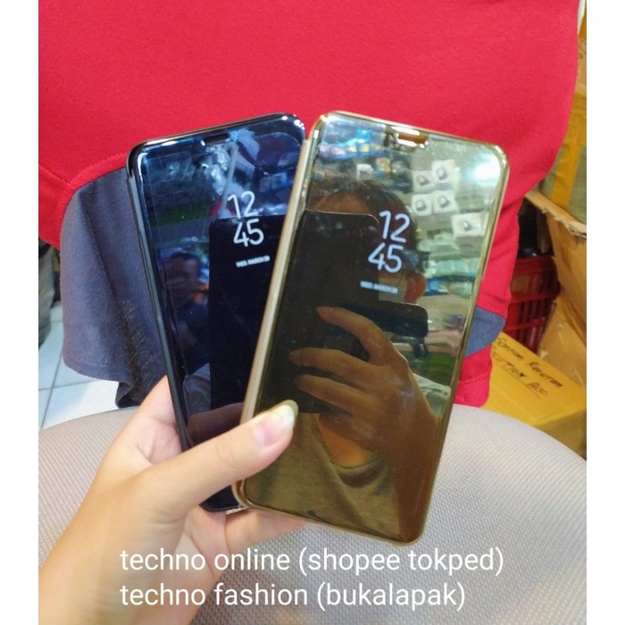 FLIP COVER MIRROR CLEAR VIEW STANDING OPPO A71 / OPPO A3S / POCO M3 / REALME C1 / XIAOMI NOTE 6PRO REALME C2 / REALME A1K / REALME 2PRO / SAMSUNG J3PRO / J6+ / J5PRO / J7PRO / J2PRIME / GRAND PRIME / VIVO V11 PRO / U1 / V15PRO