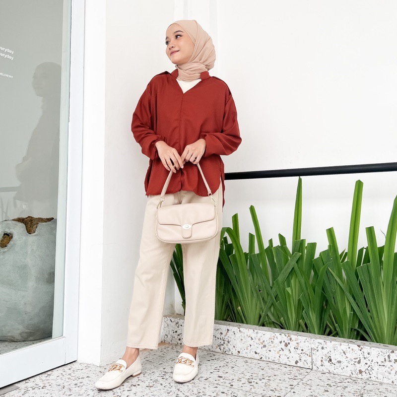 BEFAST - ZFS OOTD Blouse ANDINY / STELIA OVERSIZE SHAKILA BLOUSE / Blouse Oversize Casual Wanita / Atasan Lengan Panjang / Pakaian Kerja Wanita / Blouse Polos formal / Fashion Kekinian Remaja ABG / Blouse Jumbo Trendy / Terlaris