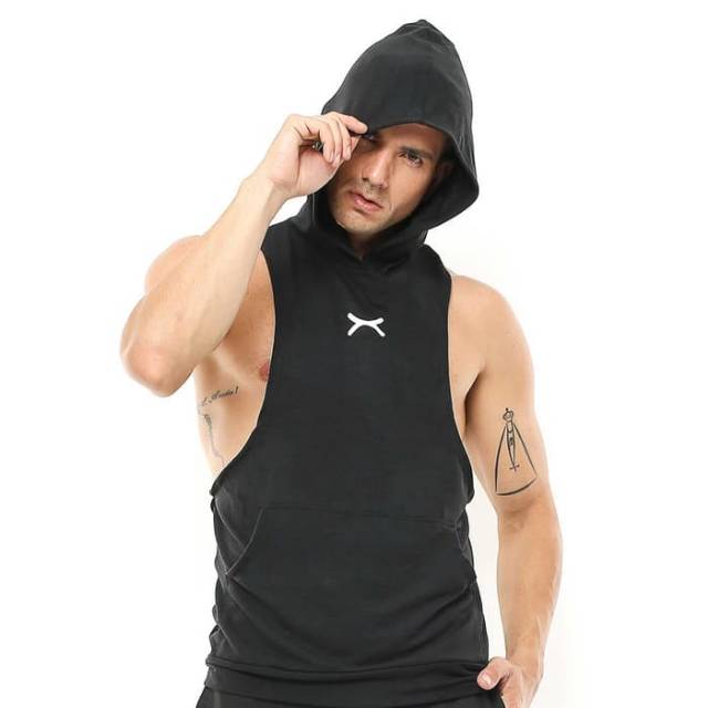 FVS-002HP Sleeveless hoodie sport fitness FLEX hitam