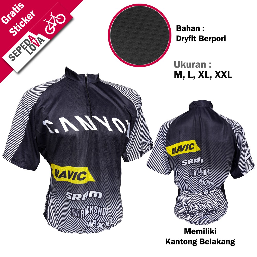 Jersey Sepeda Baju MTB Canyon Mavic Putih Hitam - Lengan Pendek