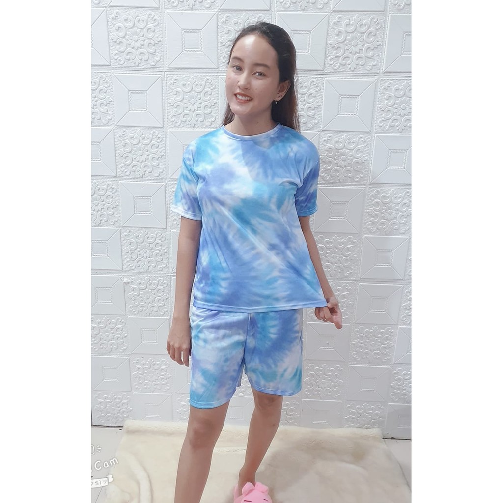 SET SETELAN WANITA LESTARI / ONESET BASIC TIE DYE / DAILYSET-Set Blue