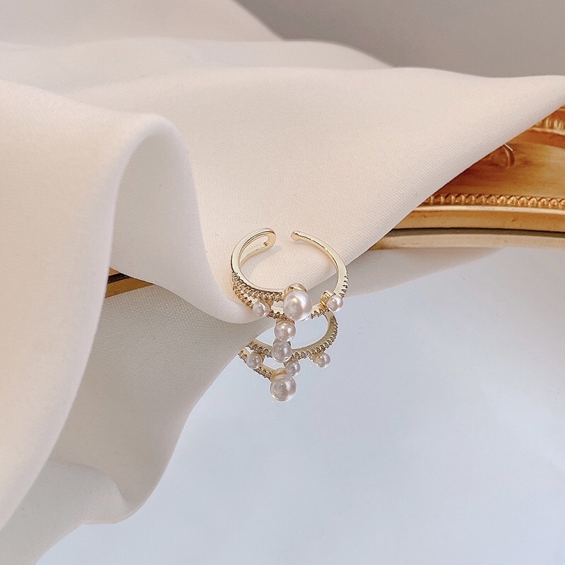 Cincin Adjustable Mutiara Korea Trending Fashion Style