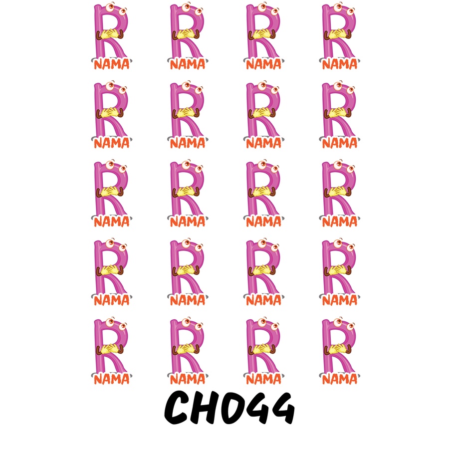

Sticker Nama Cutting Label Waterproof Tahan Air Huruf 44 (CH044)