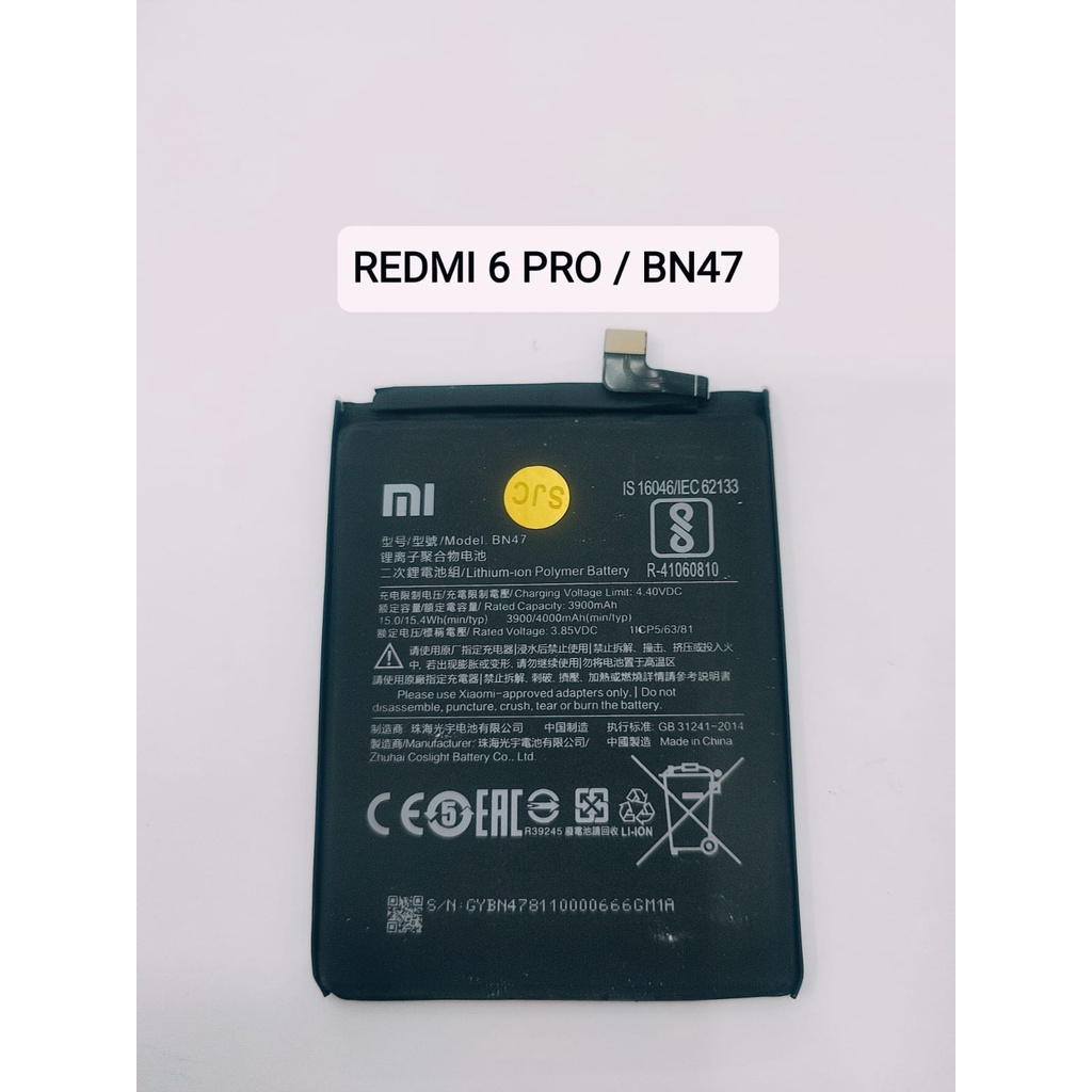 BATRE BATERAI BATTERY XIAOMI REDMI 6 PRO BN47 BN 47