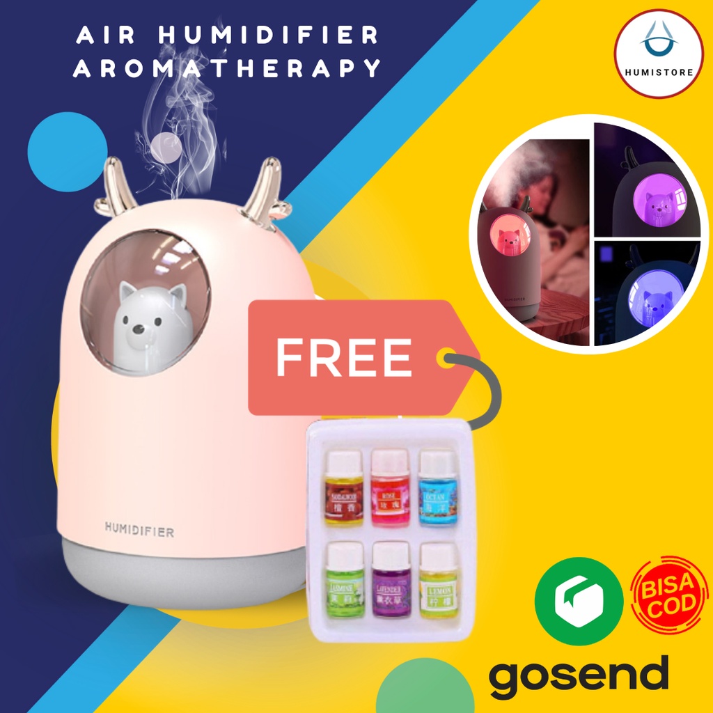 Humidifier Ultrasonic  Aromatherapy by TAFFWARE-Pet Pink + Oil