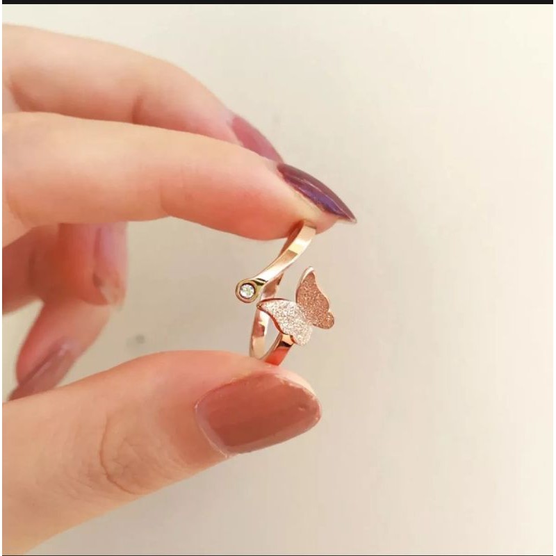 cincin titaniun anti karat motif kupu2