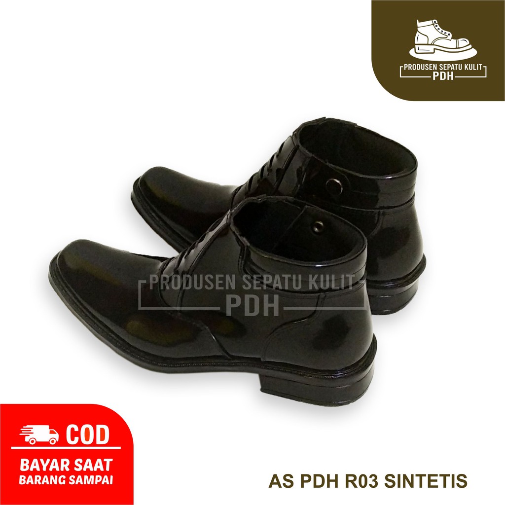 SEPATU PDH PRIA MENGKILAP KILAP TANPA TALI TINGGI SEPATU KANTOR TNI POLISI SATPAM SECURITY PANTOFEL PRIA KULIT