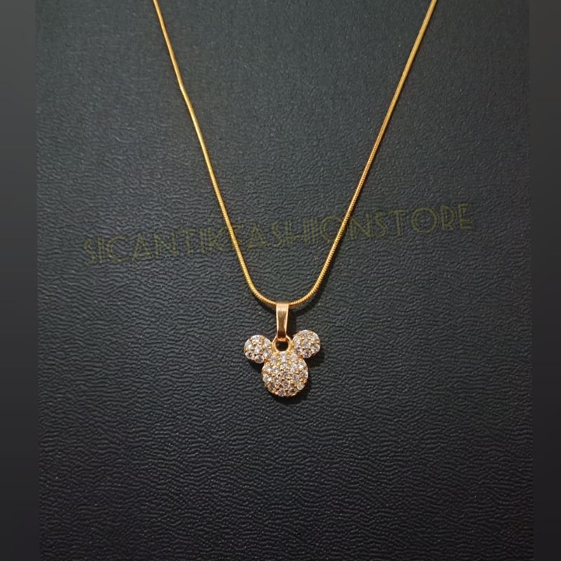 kalung Titanium plus liontin Mikimous Fashion wanita terlaris Kalung Titanium wanita anti Karat imut