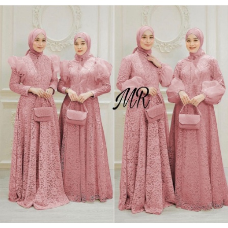 Gamis Brokat Lebaran Terbaru 2022 Dress Pesta India Elegan Mewah Casual Kondangan Bridesmaid Jumbo M