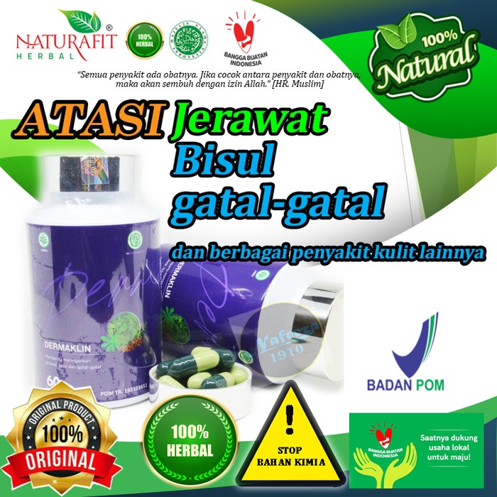 OBAT HERBAL PEMBERSIH DARAH KOTOR DERMAKLIN 60 KAPSUL - Obat untuk Pembersih darah kotor/Pembersih d
