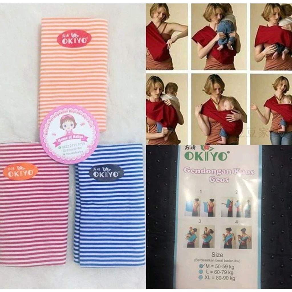 Gendongan Bayi Geos Okiyo Motif Garis / Geos Baby / Kado Hadiah Bayi