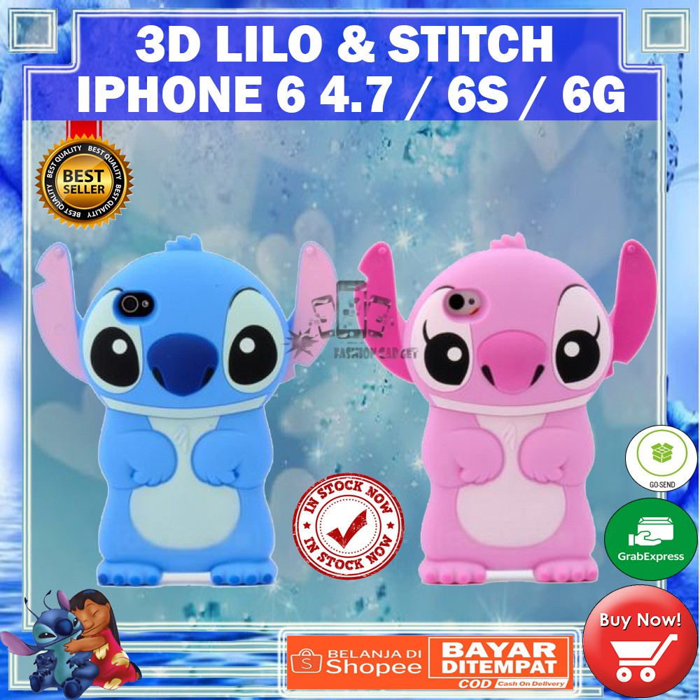 (Gambar Acak Pita / Non Pita) Silikon Untuk Iphone 6 / 7 Uk 4.7 inch iPhone 7+ Case 3D Lilo Stitch