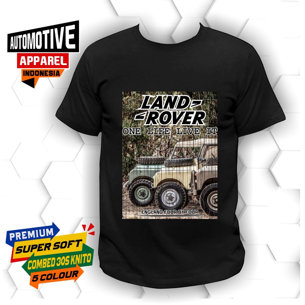 Tshirt kaos baju pria landrover mobil land rover jeep offroad 4x4 iof racing balap automotive otomot