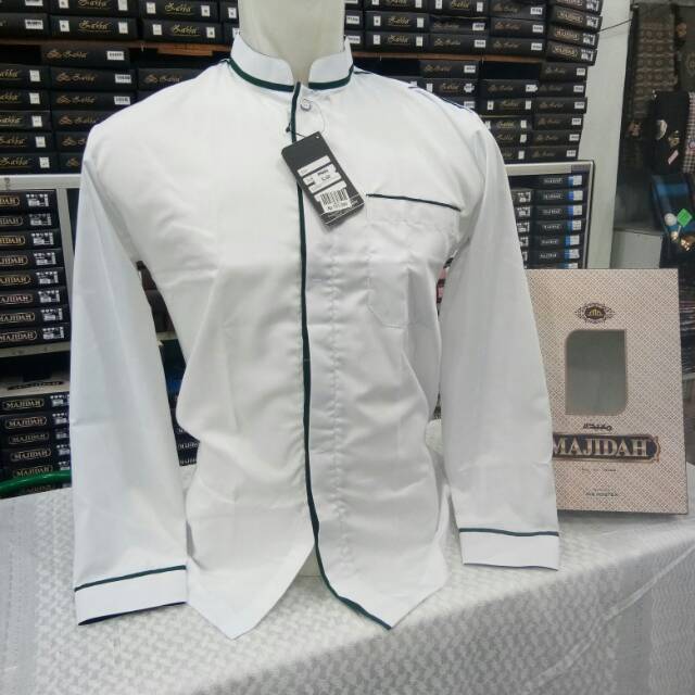 baju koko muslim pria Putih Lengan Panjang simpel Majidah s60