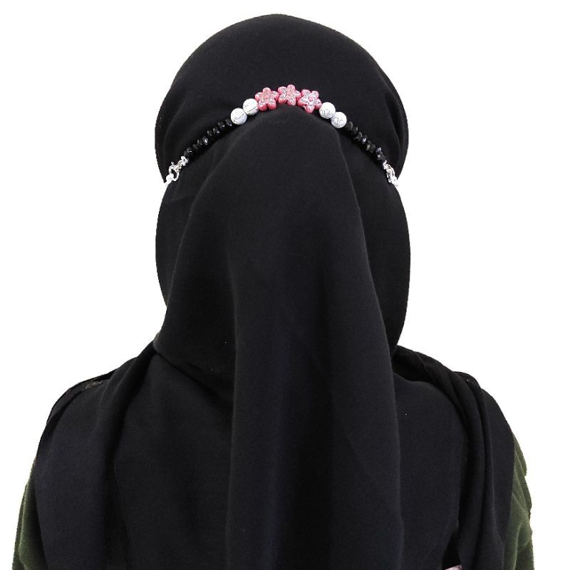 Konektor Masker Hijab Strap Mask Connector Flower Bunga Motif Diamond Crystal Series Jilbab Extender