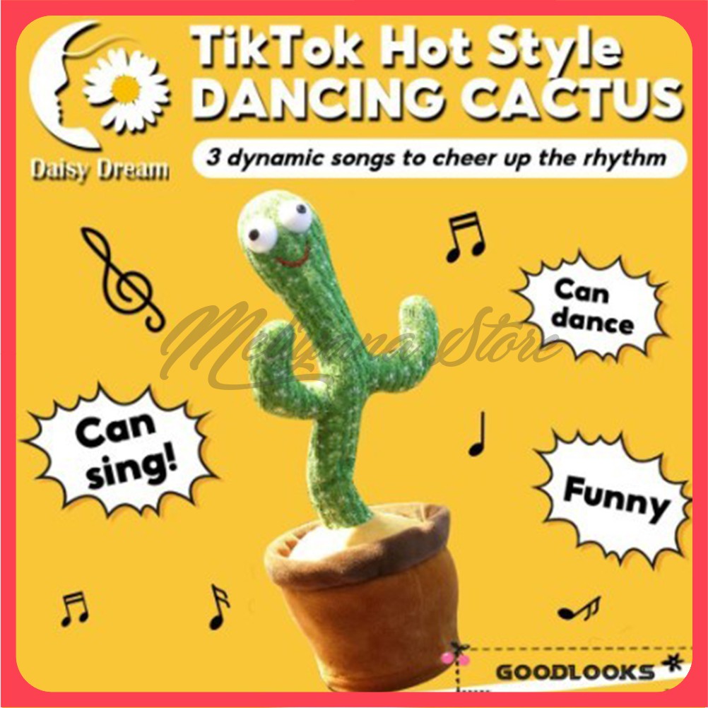 Dancing Cactus Boneka Kaktus Bicara Menari Lampu LED Musik