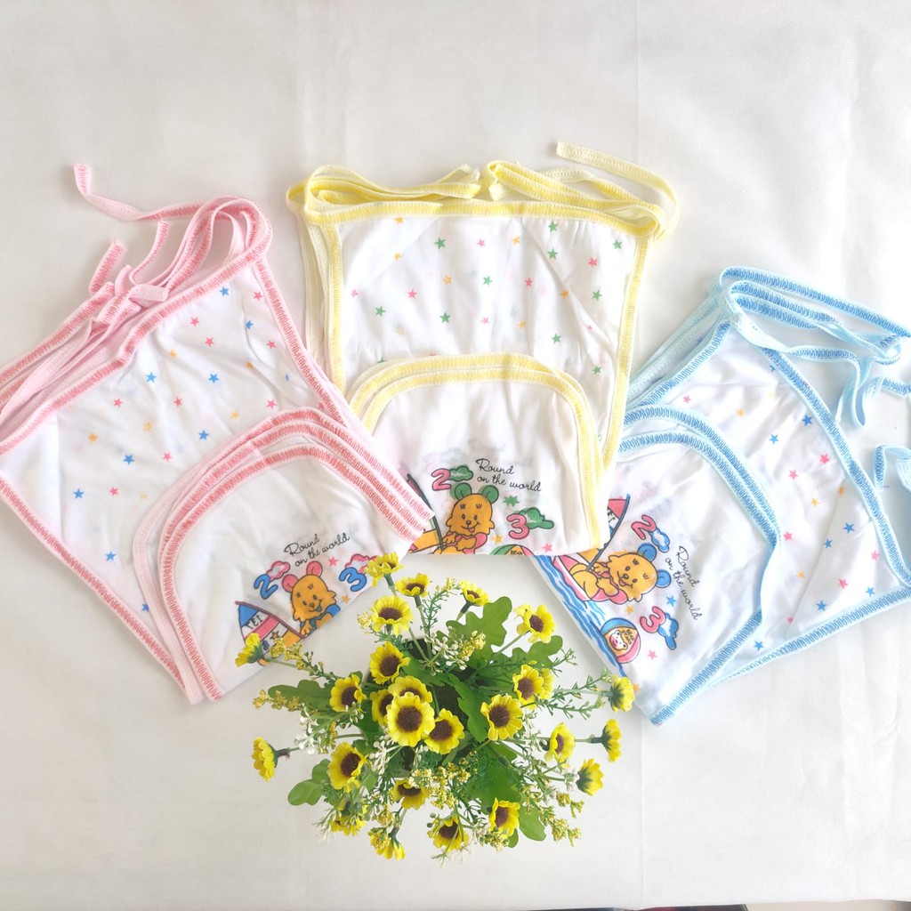 12 pcs Popok Kain Bayi Tali Ikat Murah motif Bear harga Grosir