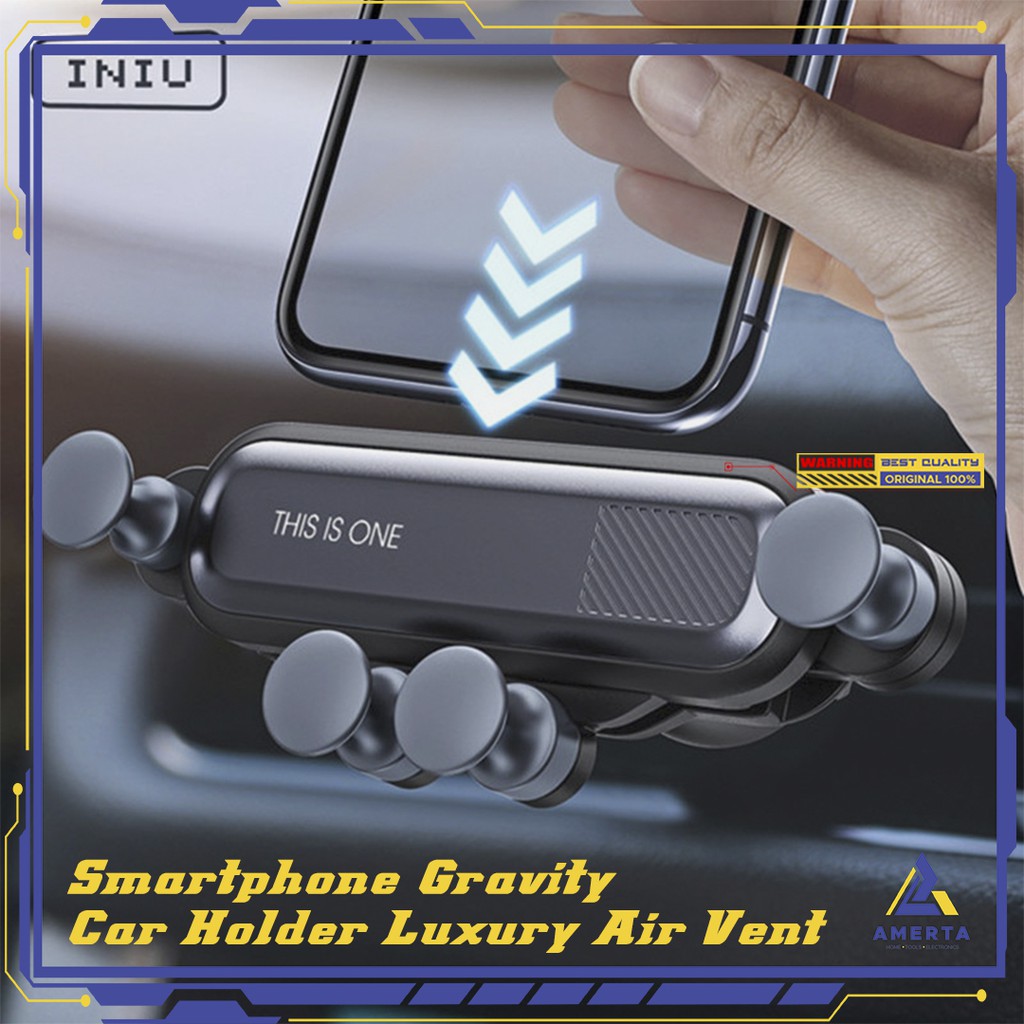 Smartphone Gravity Car Holder Luxury Air Vent INIU - R11 - Silver