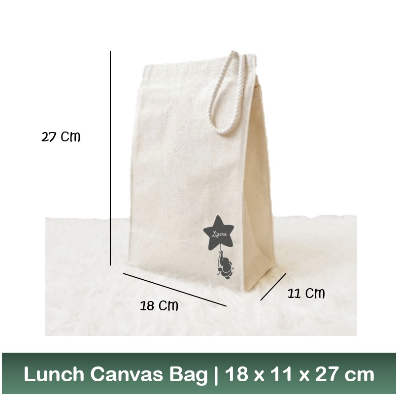 LIGERA Premium Lunch Canvas Bag / Packaging Kado Hadiah Alat Makan Anak (Tas Bekal Serbaguna)