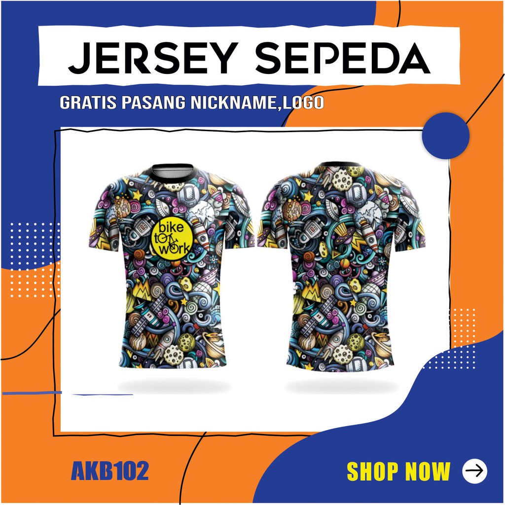 Jersey Sepeda Jersey Custom Baju Sepeda Kaos Jersey Sepeda Gowes Full Print Lengan Pendek AKB102