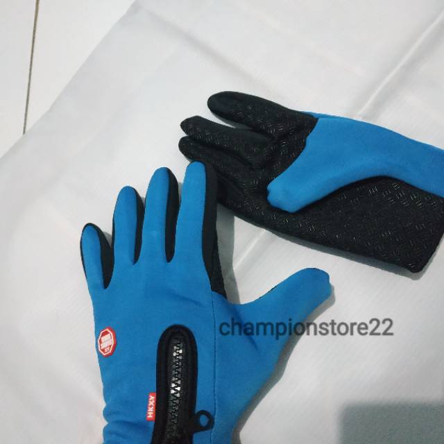 Sarung tangan motor sepeda full finger glove touchscreen windstopper zipper gloves