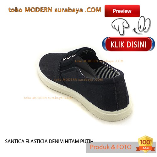 SANTICA ELASTICIA DENIM HITAM PUTIH Sepatu Anak Casual Sneakers