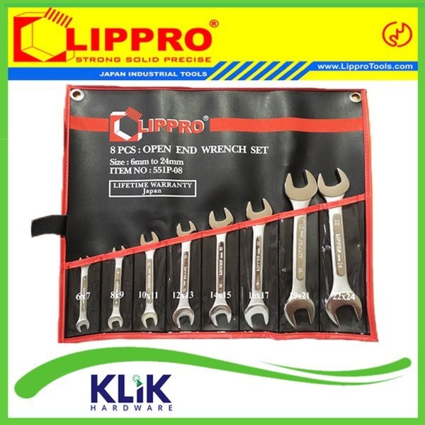 Lippro Kunci Pas Set 8 Pcs 6 - 24 mm - Double Open End Spanner